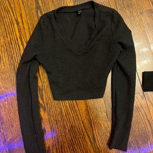 black mesh long sleeve top